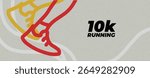 Running banner – abstract sport shoe design with bold lines and retro colors