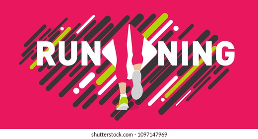 running banner or poster, flat vector illustration concept