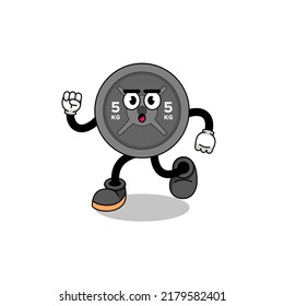 running barbell plate mascot illustration , character design