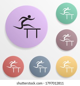 Running with barriers badge color set icon. Simple glyph, flat vector of sport icons for ui and ux, website or mobile application