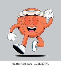 Running basketball cartoon mascot	 illustration