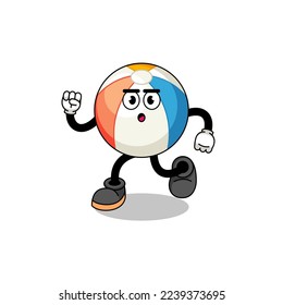 running beach ball mascot illustration , character design