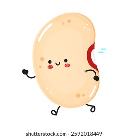 Running Beans Character. Joyful Legume with a Smile