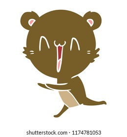 caricatura de estilo de color plano del oso corriendo