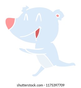 running bear flat color style cartoon