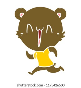 caricatura de estilo de color plano del oso corriendo