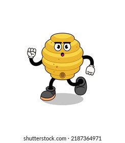 running bee hive mascot illustration , character design