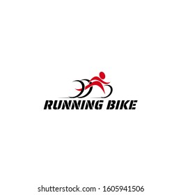 running bike logo design concept vector art