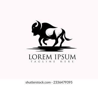 running bison art logo design template illustration inspiration