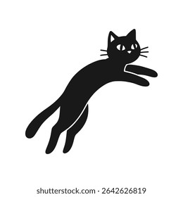 Running black cat with focused eyes in motion – Vector Illustration