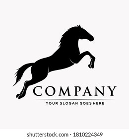 Running black horse silhouette, Vector logo illustration. good for mascot, illustration, logo industry. flat color with black.
