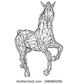 Running black line horse on white background. Vector graphic icon animal