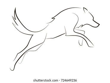 wolf drawing images stock photos vectors shutterstock https www shutterstock com image vector running black line wolf on white 724649236