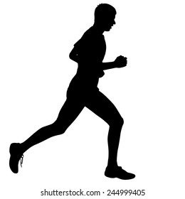 Running black silhouettes. Vector illustration.