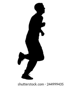 Running black silhouettes. Vector illustration.