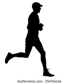 Running black silhouettes. Vector illustration.
