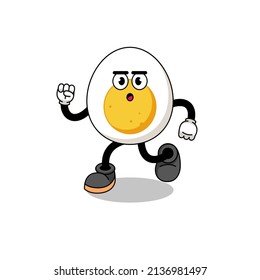 running boiled egg mascot illustration , character design
