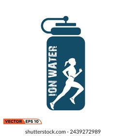 Running bottle logo design template