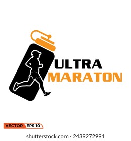 Running bottle logo design template