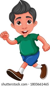 Running boy cartoon vector art and illustration