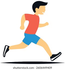 Running Boy Enjoying Active Sport and Health