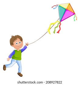 Running boy with kite