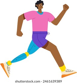 Running Boy with Prosthesis Leg Illustration