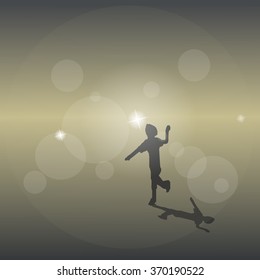 Running boy silhouette. Abstract background. Atmospheric illustration. Vector illustration, eps 10