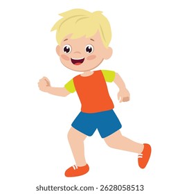 Ilustración de dibujos animados de Vector de niño corredor