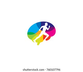 Running Brain Icon Logo Design Element