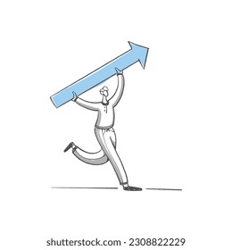 running bring arrow hand drawn illustration concept