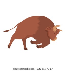 Running buffalo icon cartoon vector. Animal bison. American head