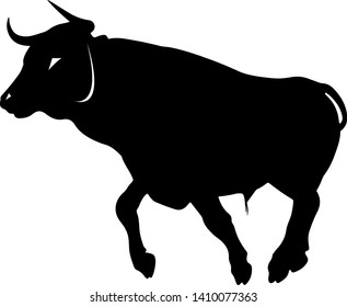 Running Bull Icon Black White Stock Vector (Royalty Free) 1410077363 ...