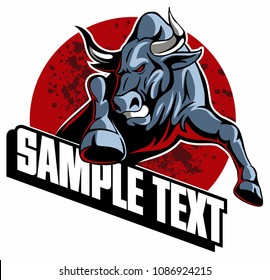 Running bull, jumping bull, vector image.