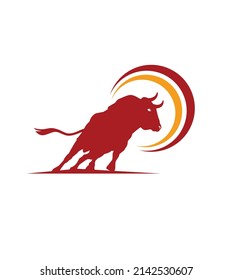 Running bull logo design inspiration vector image