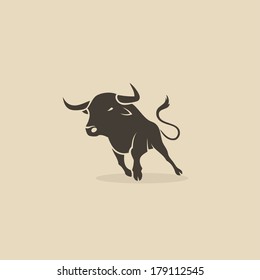 Running bull - vector illustration