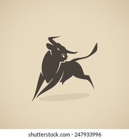 Running bull - vector illustration