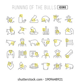 Running of the Bulls. Collection of perfectly thin icons for web design, app, and the most modern projects. The kit of signs for category Holidays.