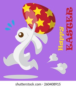 Running bunny with Easter egg 