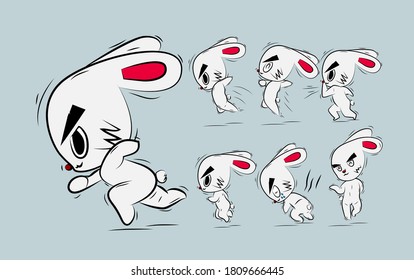 running bunny illustration with japan kawaii  doodle concept
