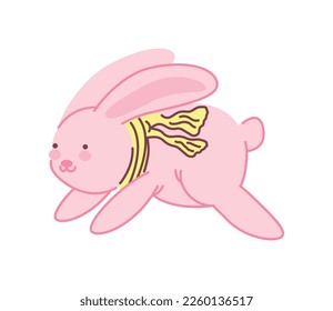 running bunny with scarf icon isolated