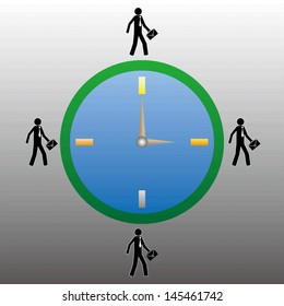running business man and clock