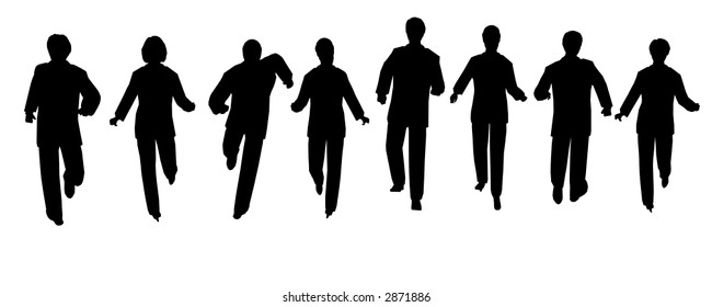 running business people