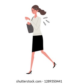 Running business woman illustration