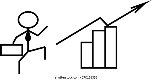 running businessman arrow and graph vector illustration