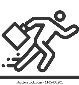 Running businessman, bold line stick figure icon. The illustration is vector, editable stroke, 48x48 pixel perfect. Crafted with precision and eye for quality.