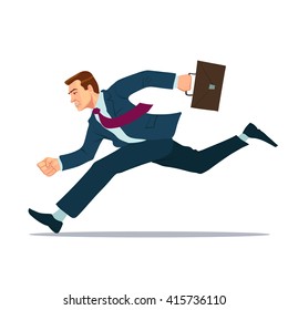 running businessman with briefcase, start up, business, success, speed, run, vector illustration