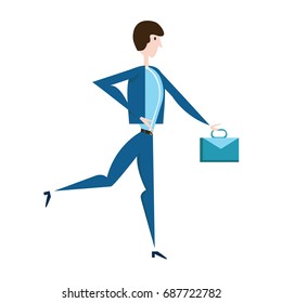 Running businessman with a briefcase. Vector illustration, isolated on white background.