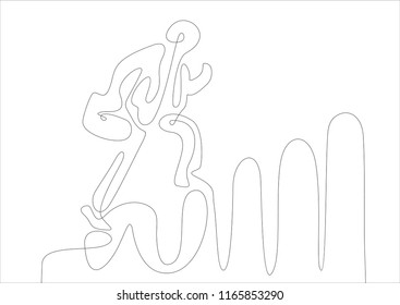 Running businessman. Continuous line