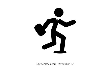 running businessman figure , black isolated silhouette